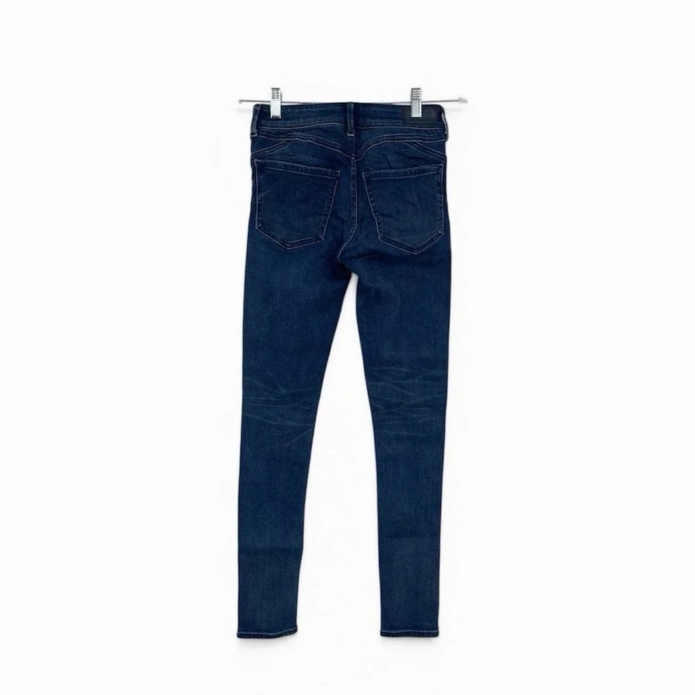 Express‎ Denim Perfect Lift Mid Rise Ankle Legging Size 0 Regular Medium Wash